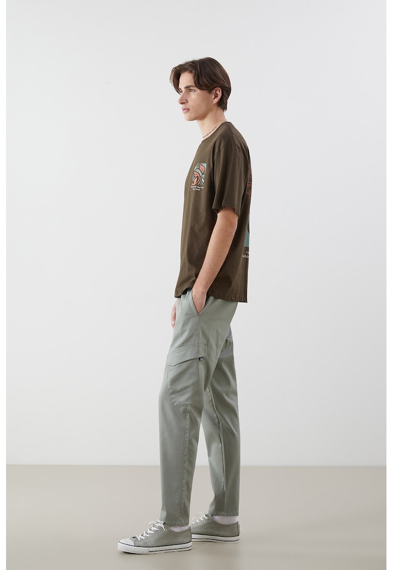 Pantaloni cargo de trening cu snur - Grej