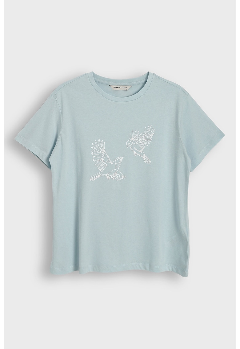 Tricou de bumbac cu imprimeu - Albastru pastel