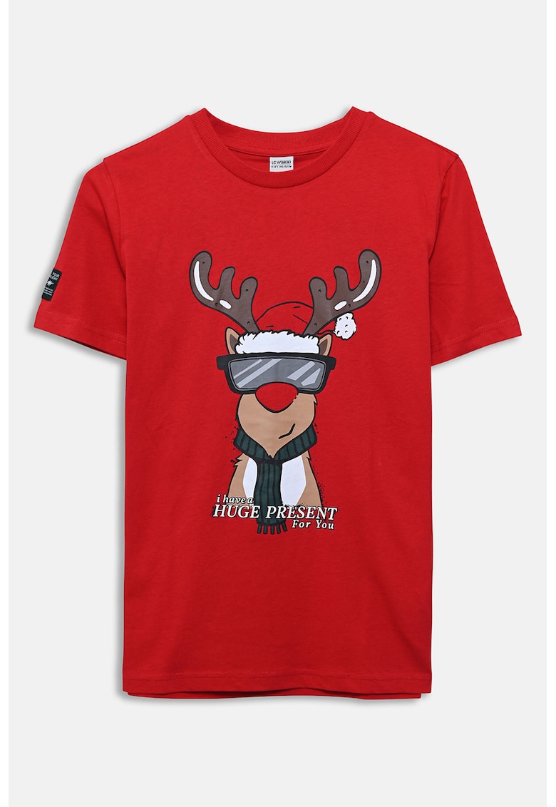 Tricou de bumbac cu imprimeu - Rosu