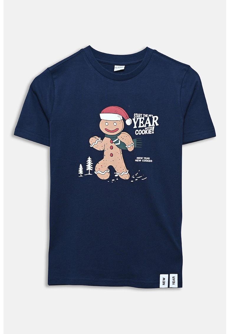 Tricou de bumbac cu imprimeu - Albastru ultramarin