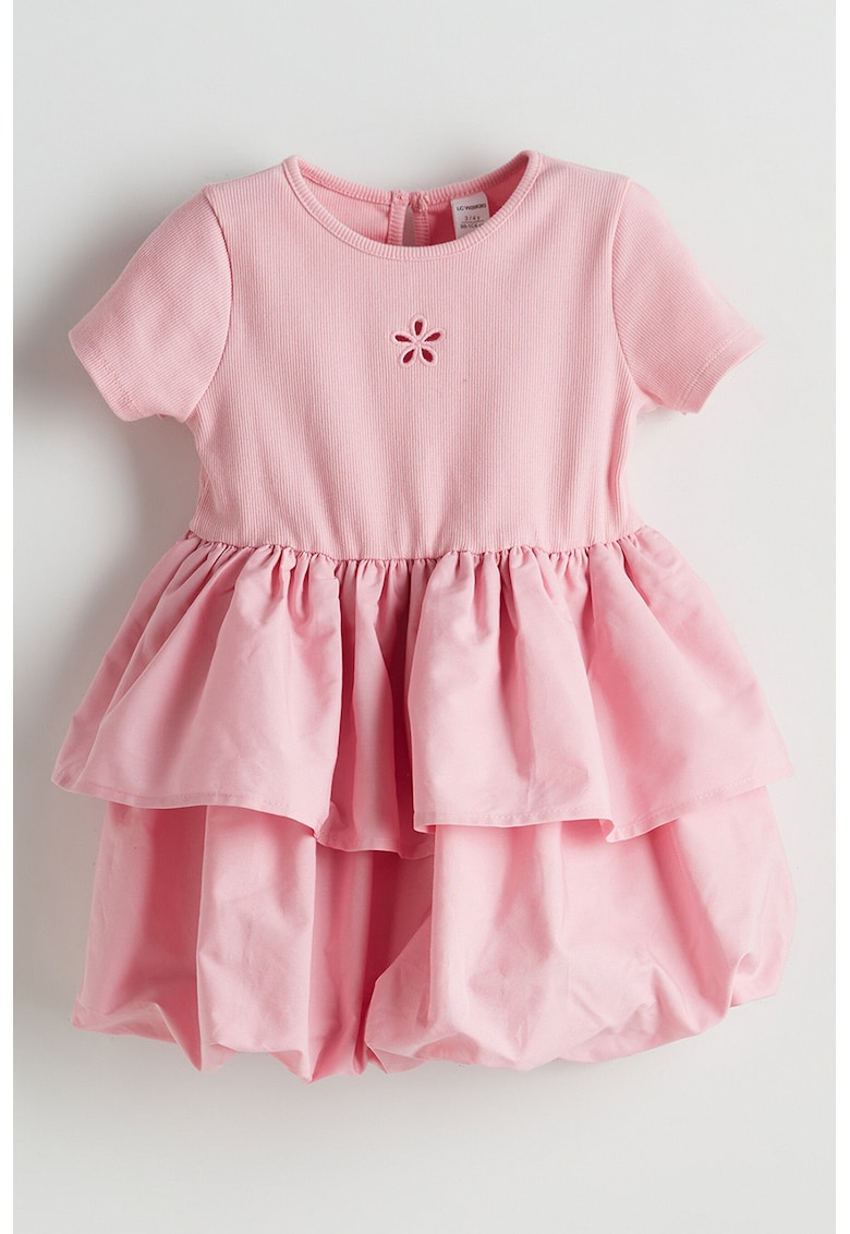 Rochie cu volane - Roz pastel