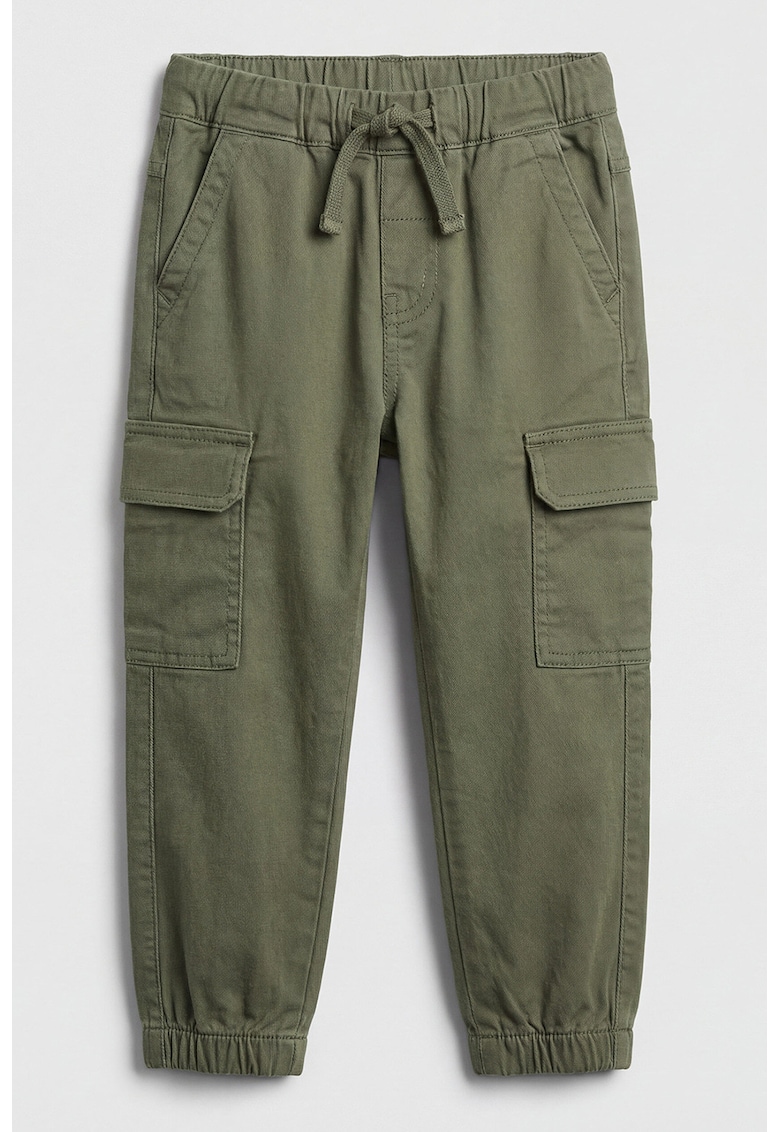Pantaloni cargo cu talie ajustabila - Verde sparanghel