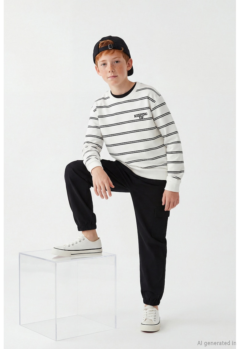 Pantaloni cargo cu model uni - Negru stins