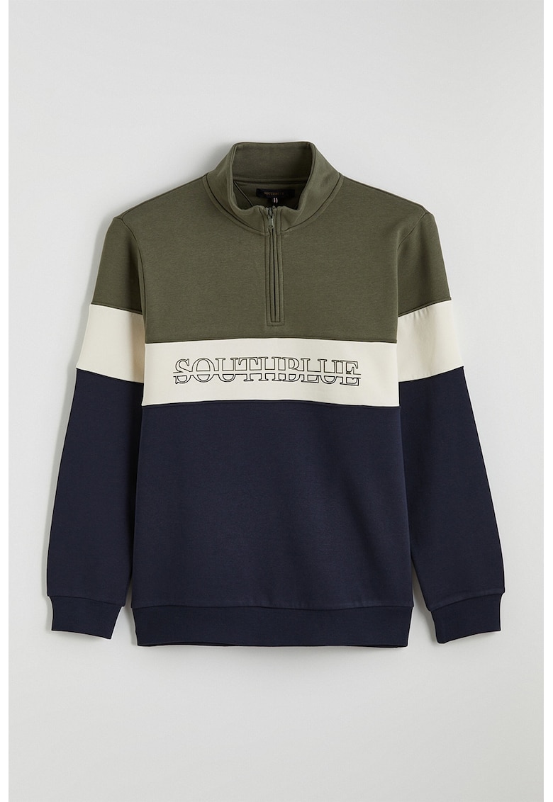 Bluza de trening cu model colorblock - Kaki/Bleumarin