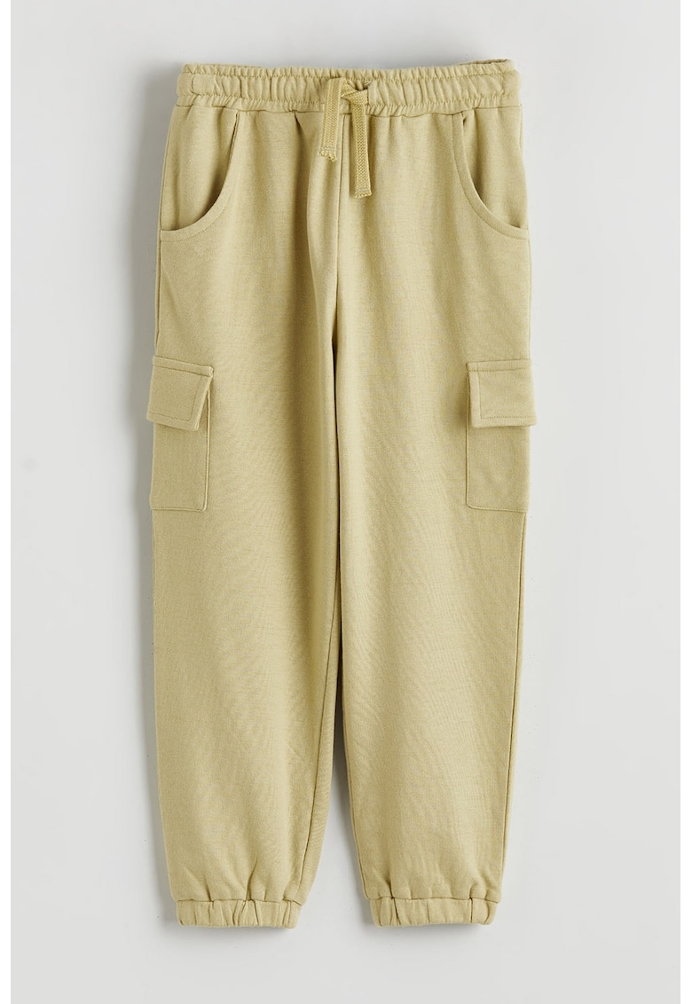 Pantaloni de trening cu croiala cargo si snur - Kaki