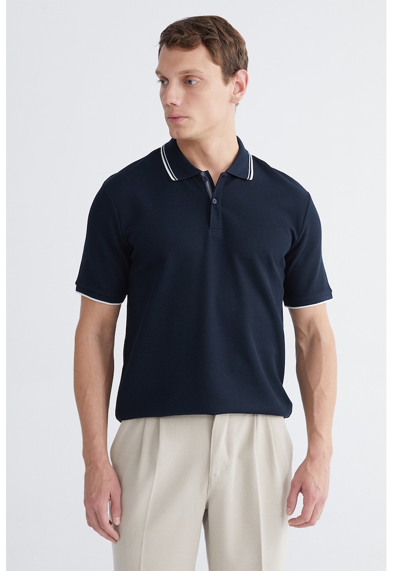 Tricou polo din amestec de bumbac - Bleumarin