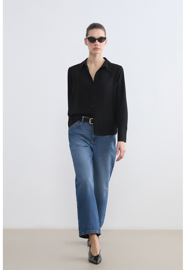 Blugi regular-fit cu talie medie - Bleumarin