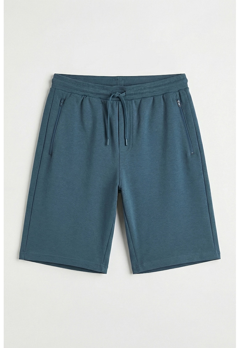 Pantaloni scurti de trening cu buzunare - Albastru petrol