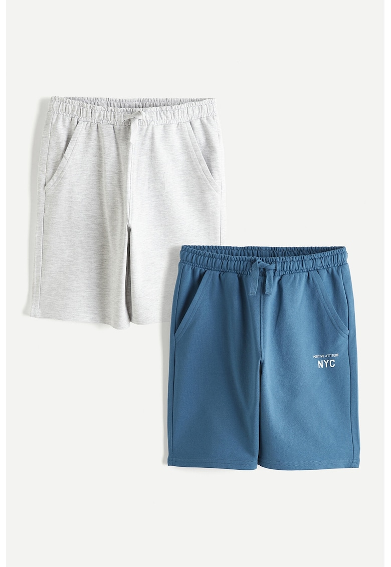 Set de pantaloni scurti de trening - 2 piese - Gri deschis/Turcoaz
