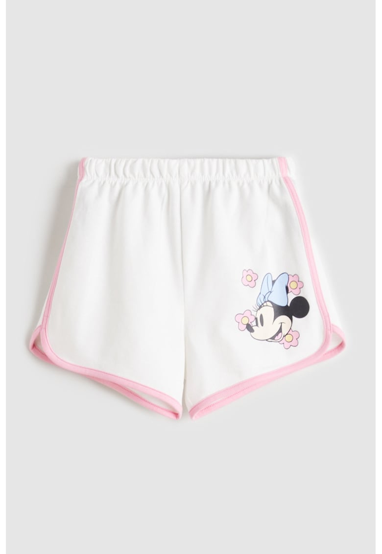 Pantaloni scurti din bumbac cu imprimeu Minnie Mouse - Alb/Roz