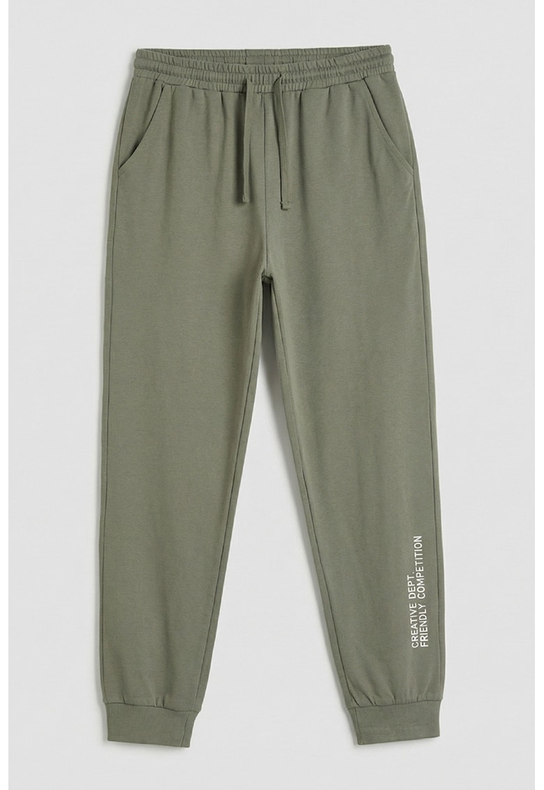 Pantaloni de trening din bumbac cu terminatii elastice - Verde pal