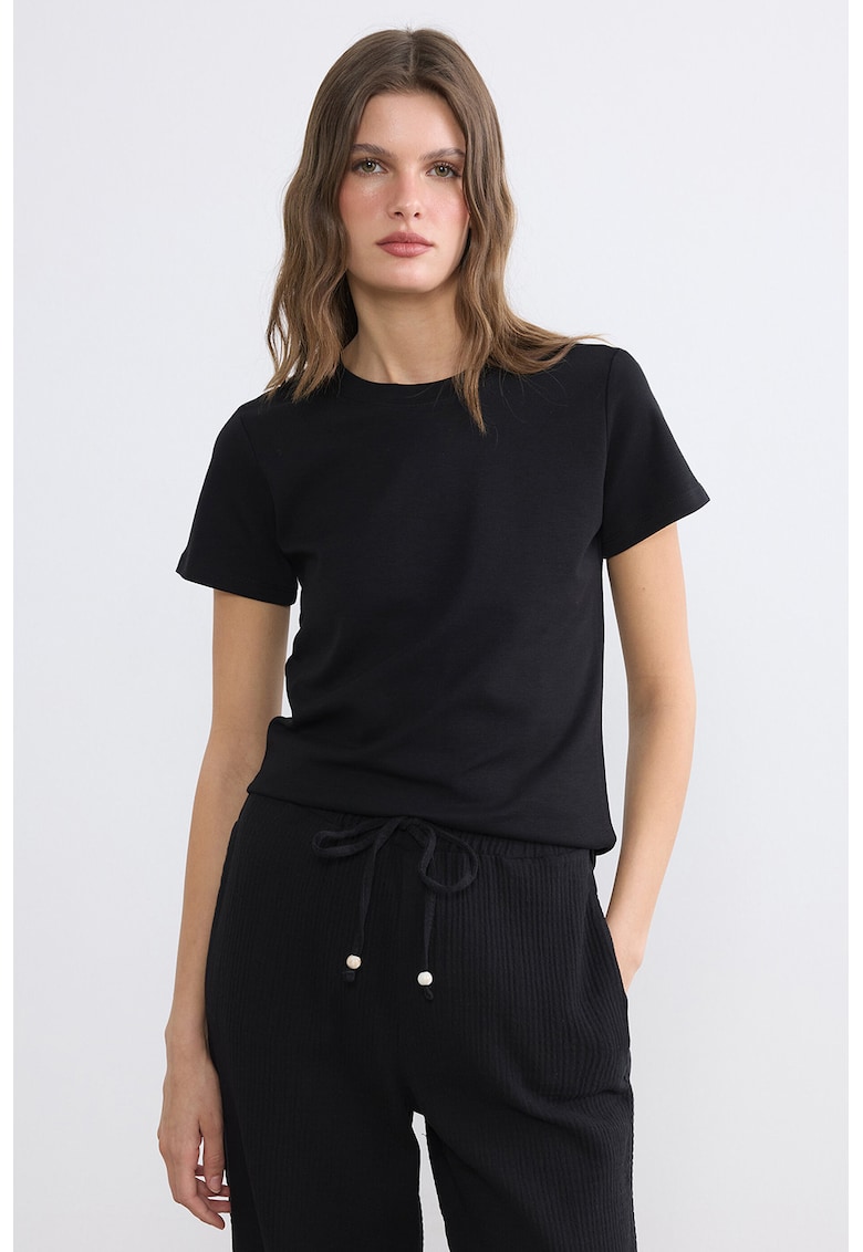 Tricou slim fit de bumbac - Negru