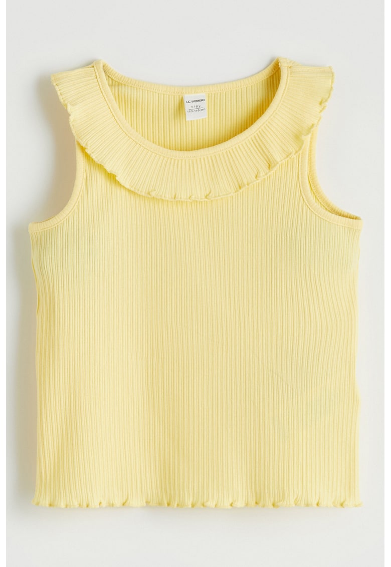 Top striat cu model uni - Galben