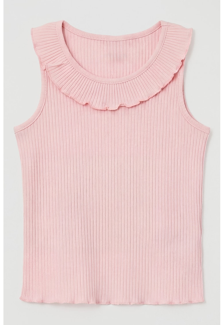 Top striat cu model uni - Roz