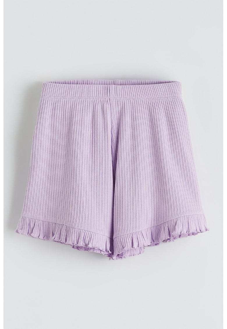 Pantaloni scurti striati cu talie elastica - Lila