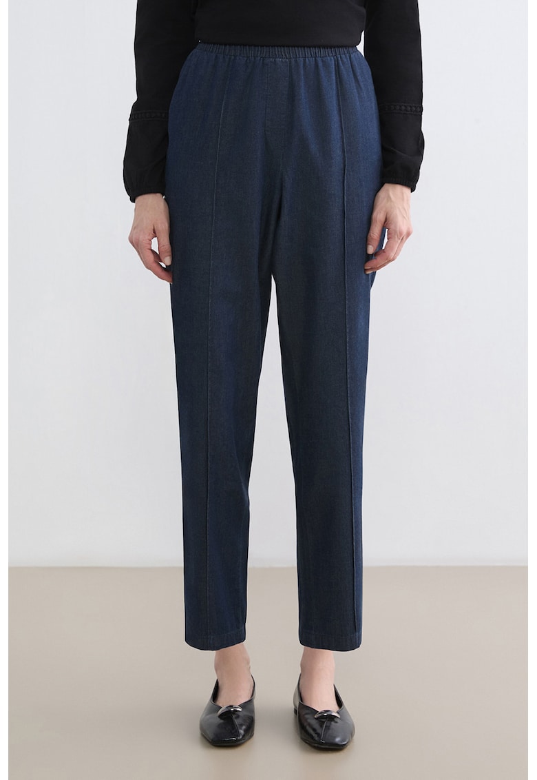 Blugi crop cu croiala dreapta Grace - Bleumarin