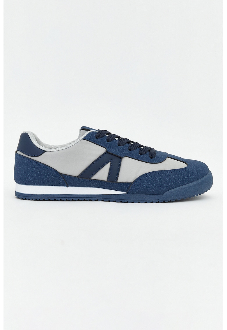 Pantofi sport low-cut cu detalii contrastante - Gri deschis/Bleumarin