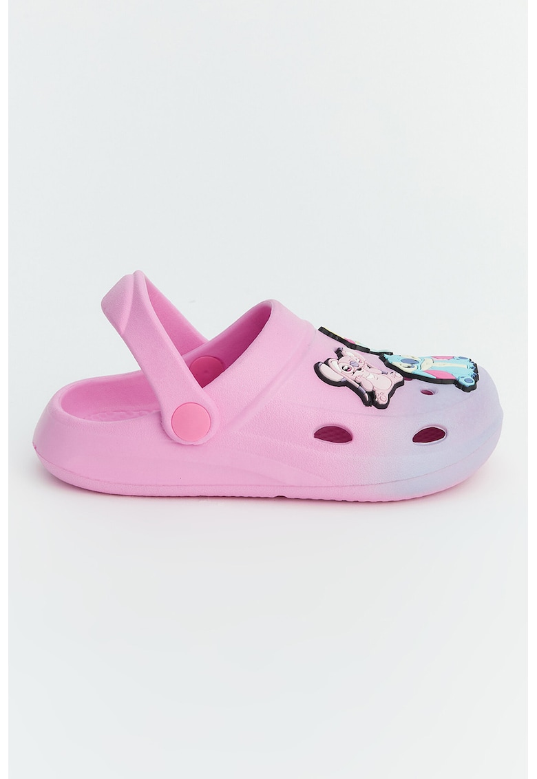 Saboti cu imprimeu Stitch - Albastru pastel/Negru/Roz pastel