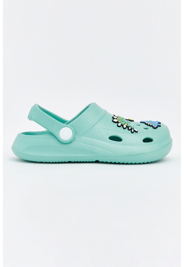 Saboti slingback cu imprimeu dinozauri - Galben pai/Albastru deschis/Verde menta