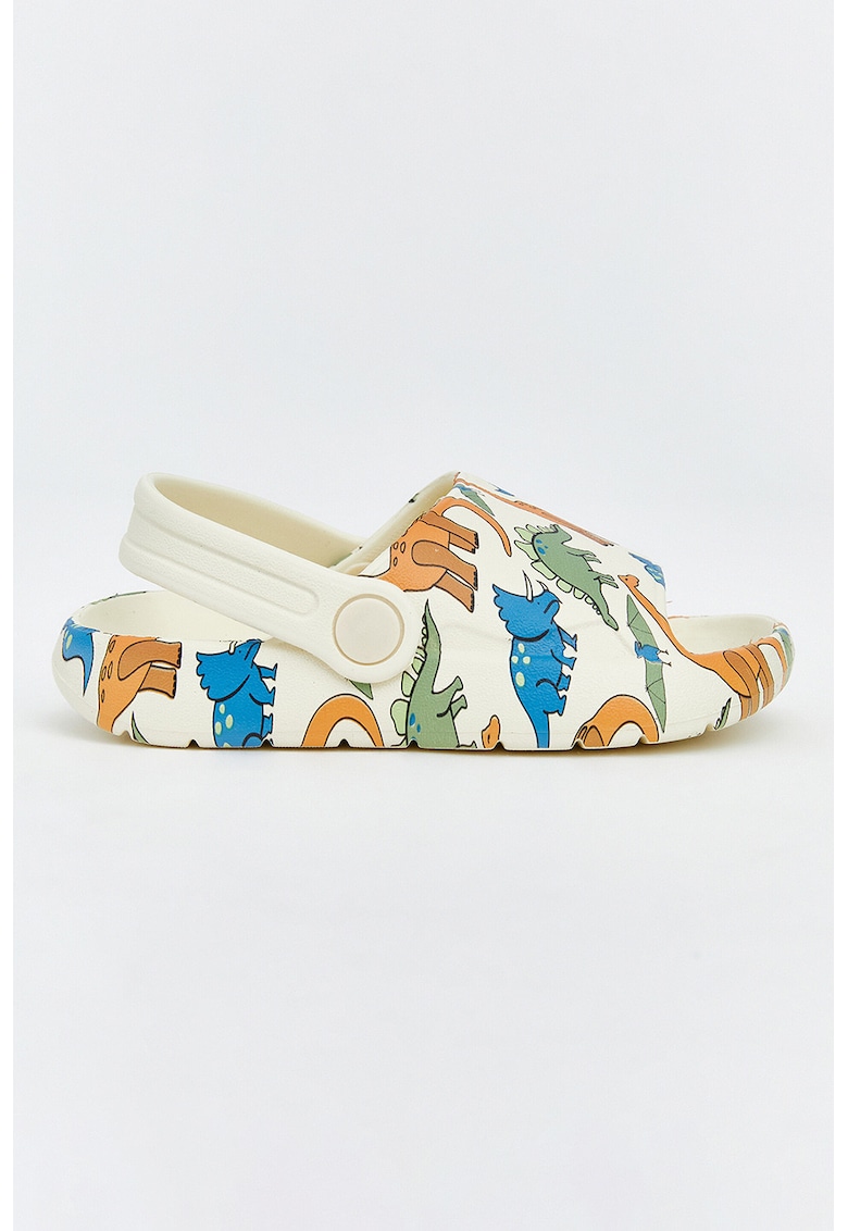 Sandale slingback cu imprimeu grafic - Verde/Alb fildes/Portocaliu