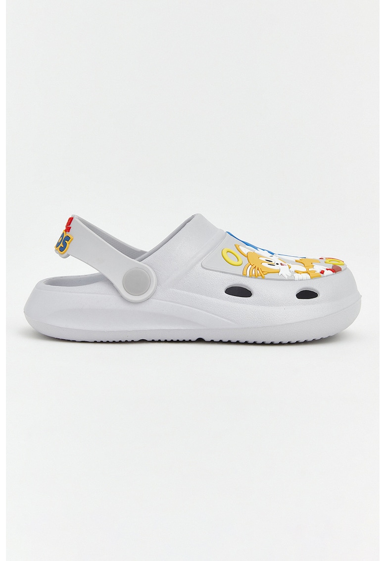 Saboti slingback cu model tematic Sonic - Gri deschis/Portocaliu/Albastru royal