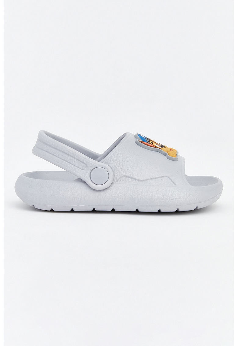 Papuci slingback cu model tematic desene animate - Alb/Gri deschis/Portocaliu