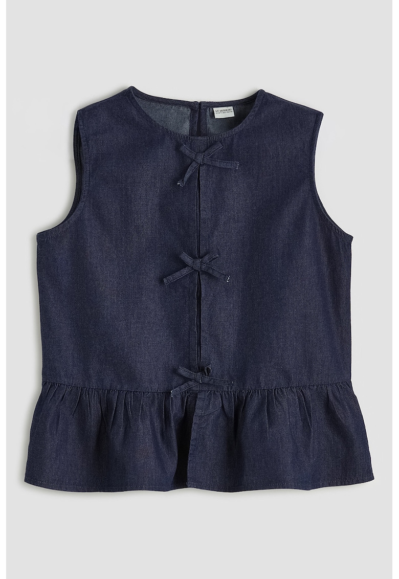 Bluza din denim cu detalii funda - Albastru ultramarin