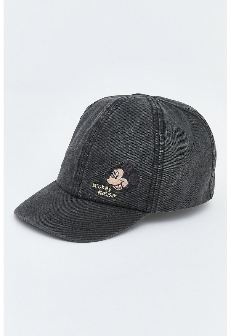 Sapca baseball din denim cu detaliu Mickey Mouse - Gri inchis melange