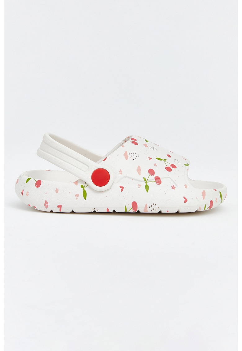 Sandale slingback usoare cu imprimeu - Alb/Verde/Roz