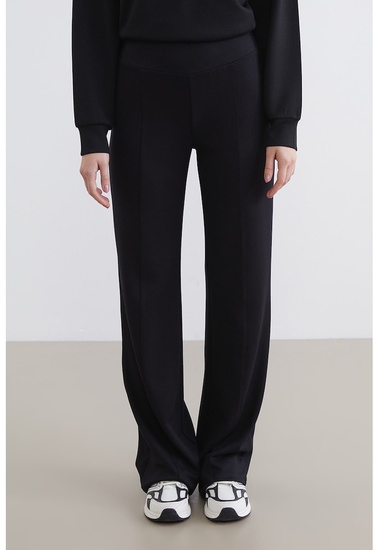 Pantaloni de trening cu croiala dreapta si talie elastica - Negru