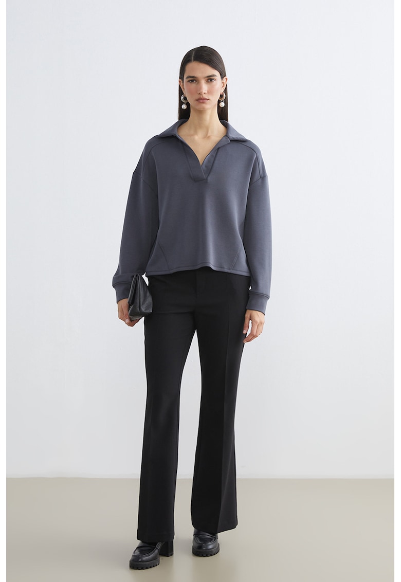 Bluza de trening cu croiala lejera si maneci cazute - Gri antracit