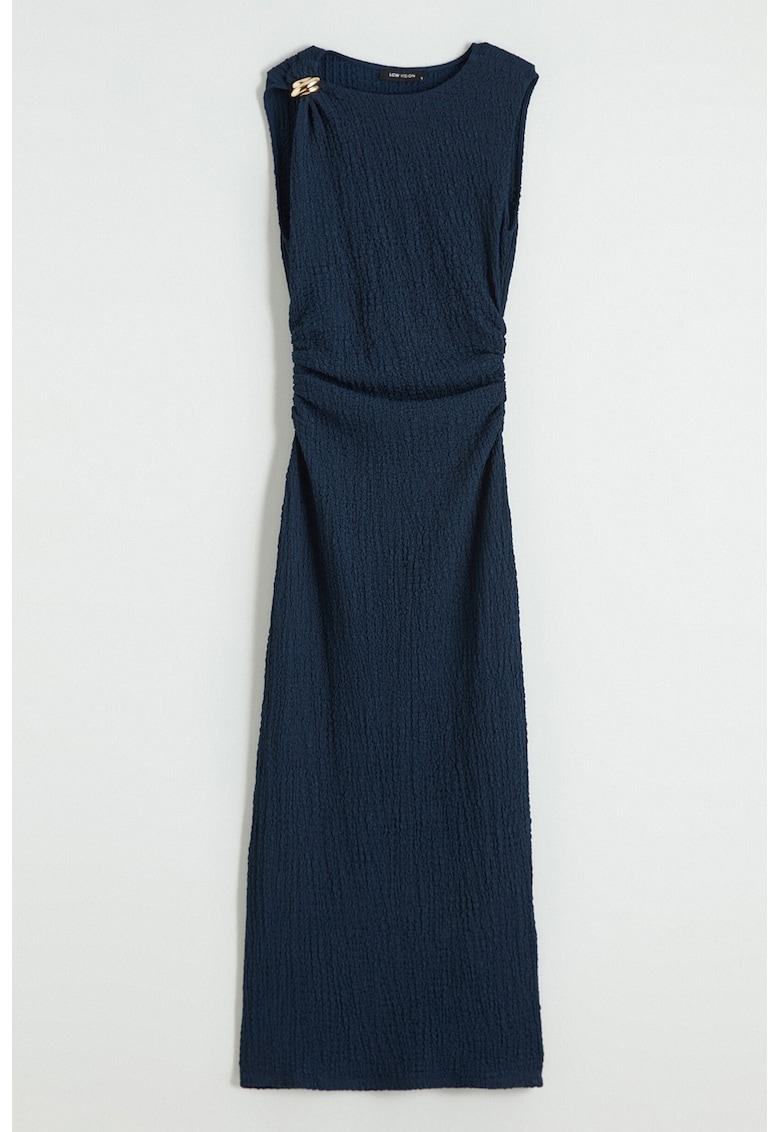 Rochie texturata fara maneci - Bleumarin