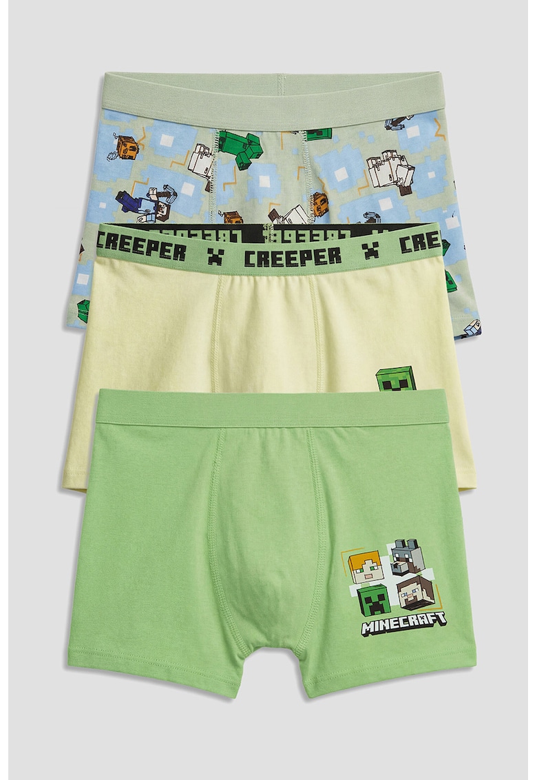 Set de boxeri din amestec bumbac - 3 perechi - Galben pal/Gri cenusiu/Verde deschis
