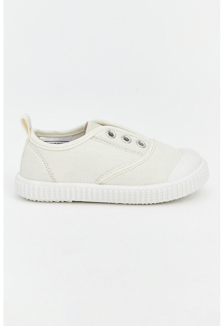 Tenisi slip-on din material textil - Alb fildes
