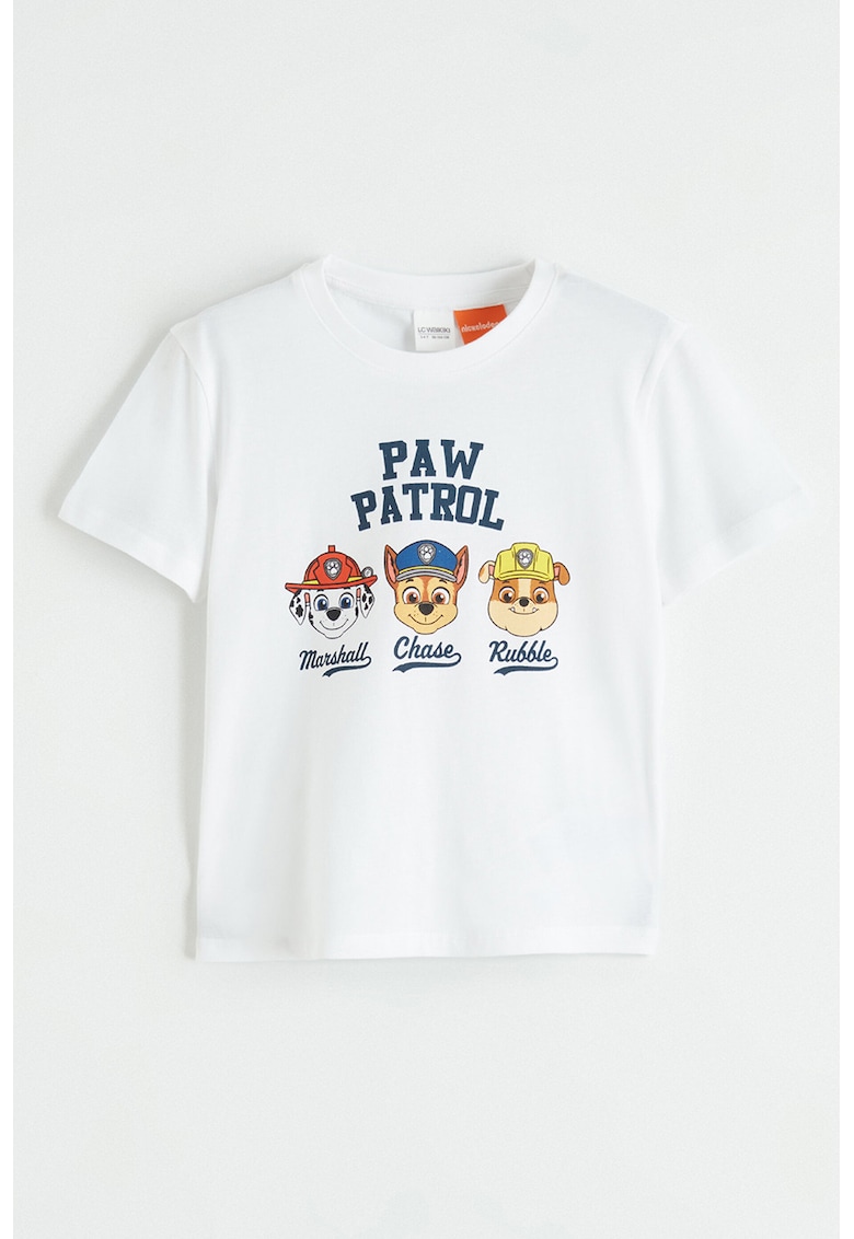 Pijama din bumbac cu imprimeu desene animate - Alb/Albastru gentian