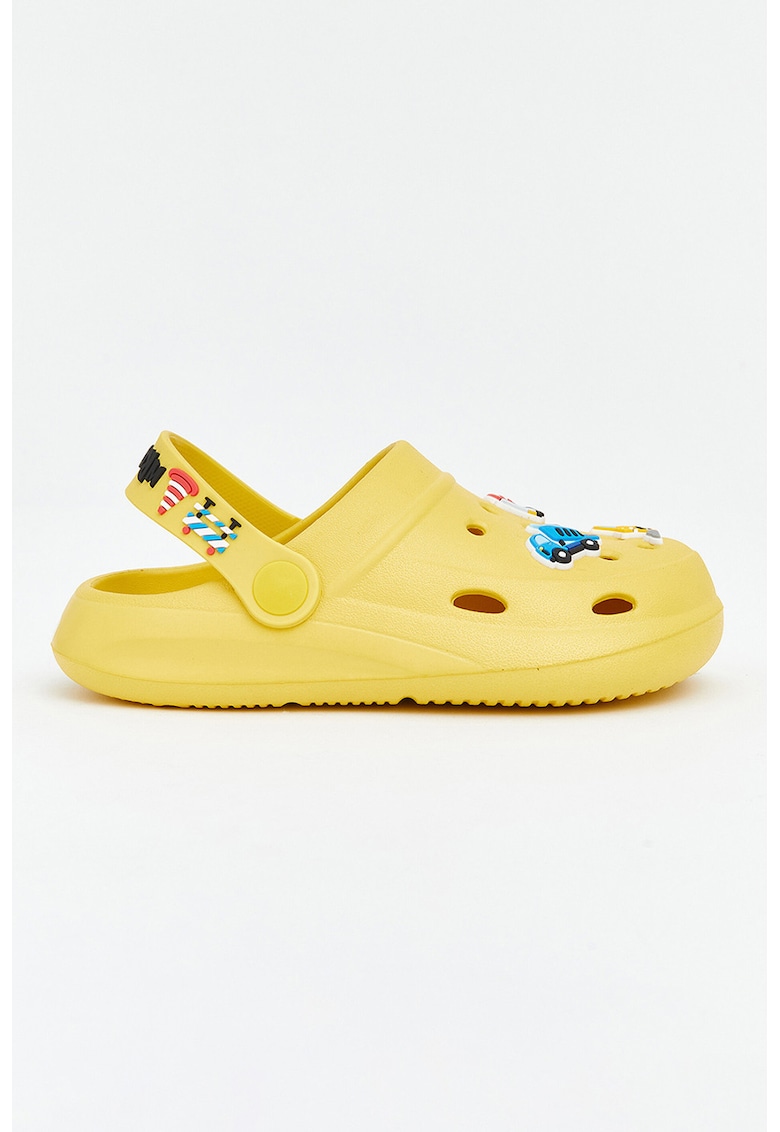 Saboti slingback cu detalii imprimeu - Galben/Albastru