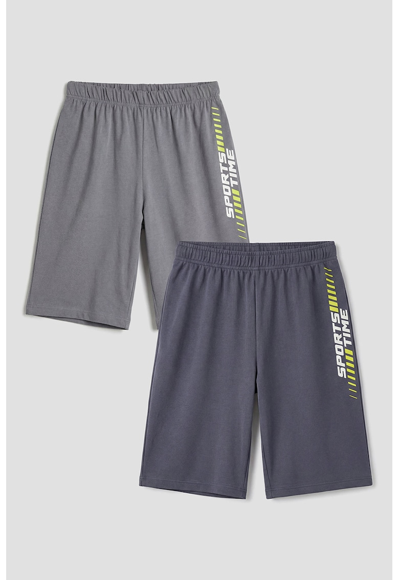 Set de pantaloni de pijama din bumbac - 2 piese - Gri/Gri inchis