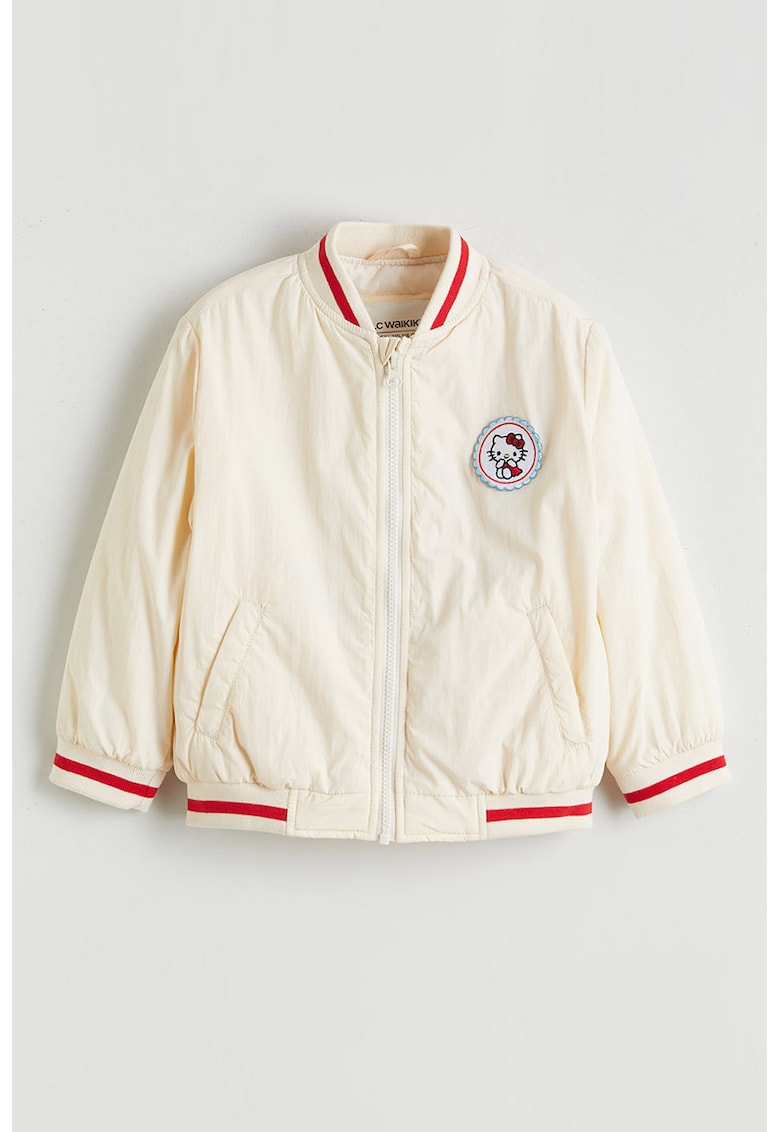 Jacheta bomber cu design Hello Kitty - Rosu/Crem