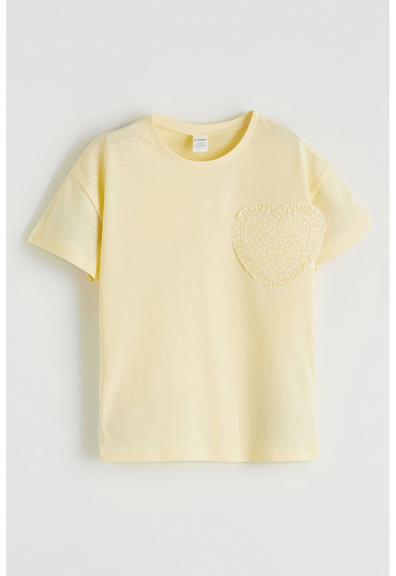 Tricou cu aplicatie inima - Galben deschis
