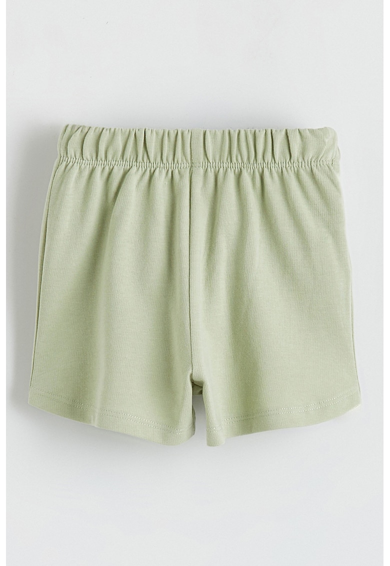 Pantaloni scurti din bumbac cu model uni - Verde masliniu pal