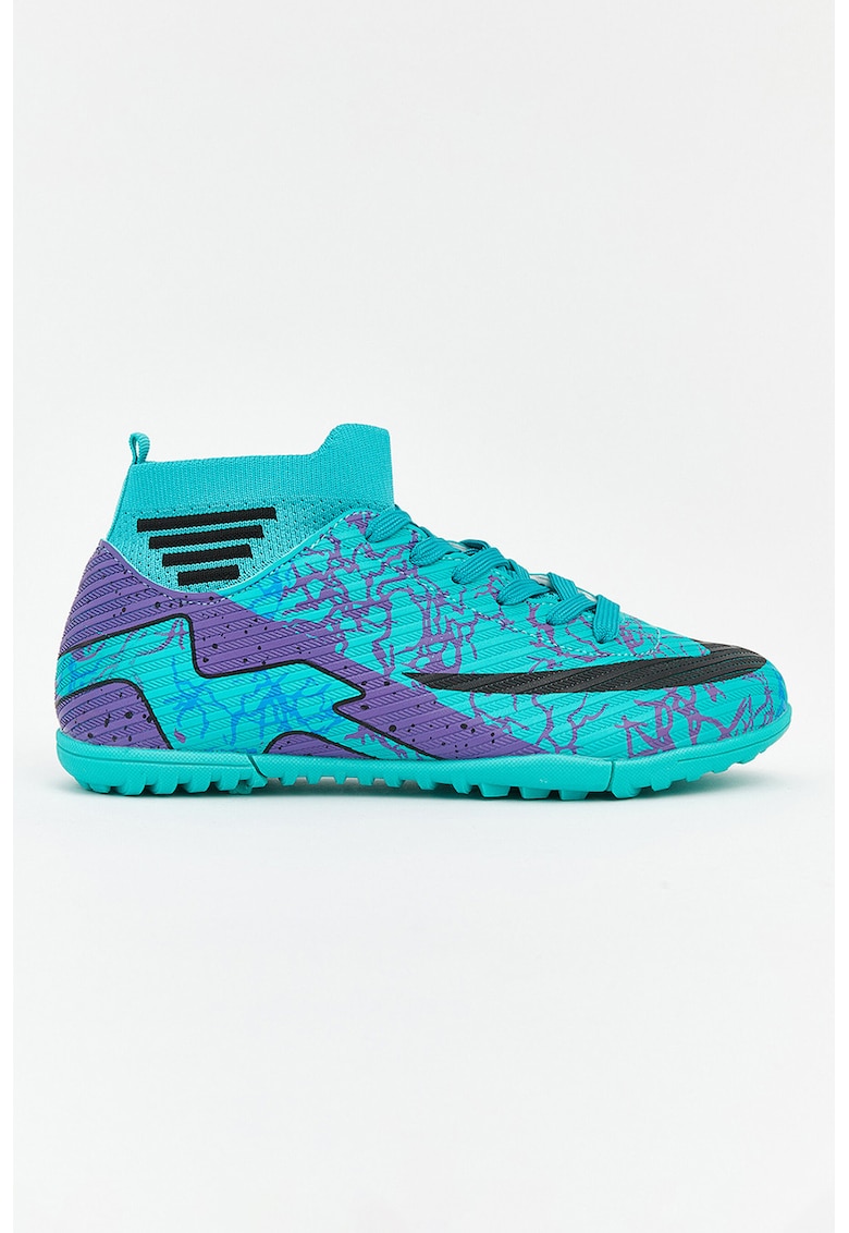 Pantofi sport inalti cu model - Negru/Violet/Turcoaz inchis