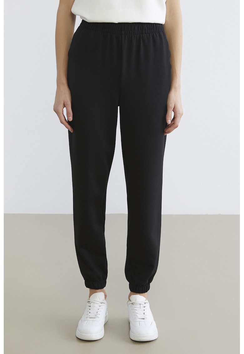 Pantaloni de trening cu talie inalta - Negru