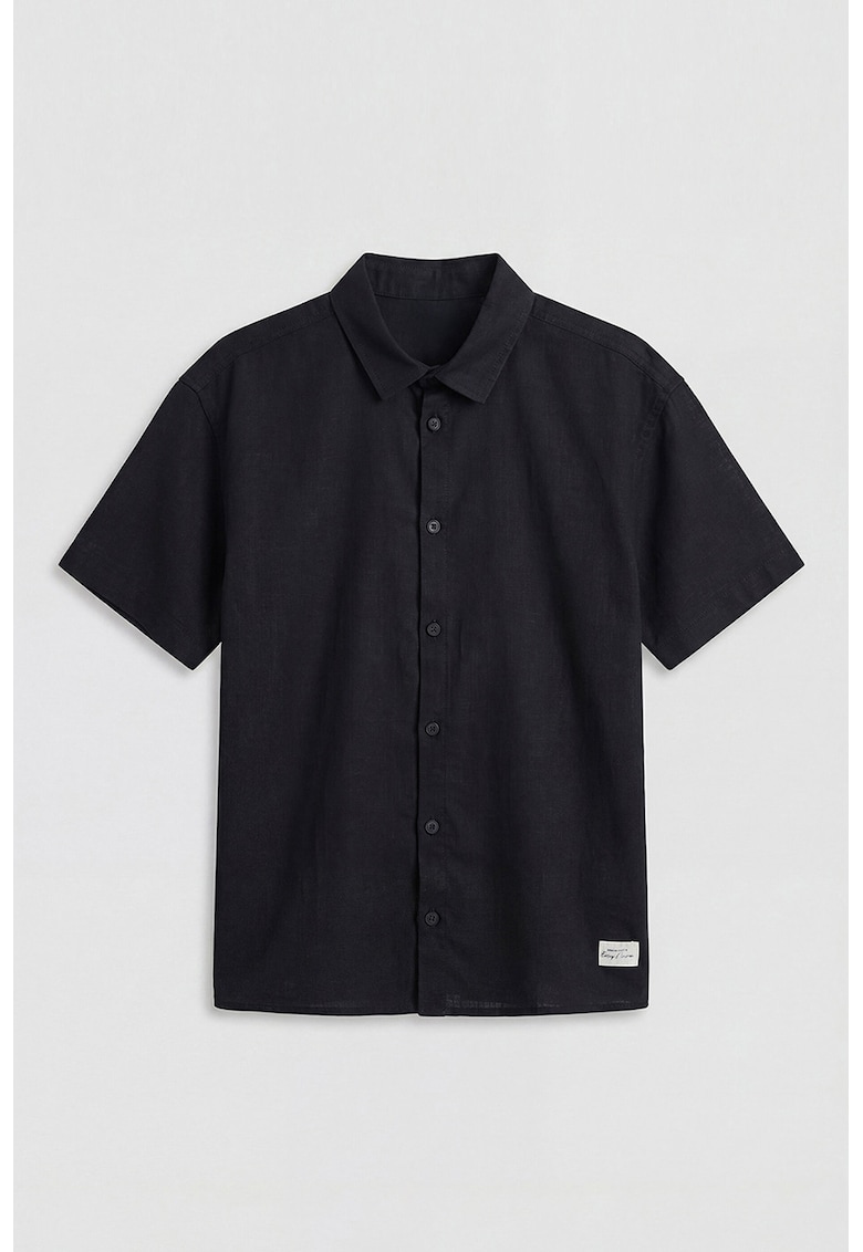 Camasa cu model uni si guler clasic - Negru
