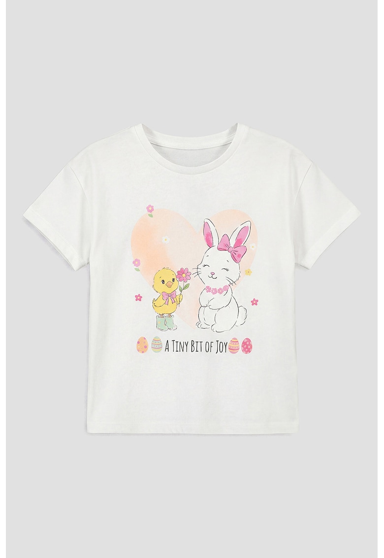 Tricou cu imprimeu Paste - Alb/Roz
