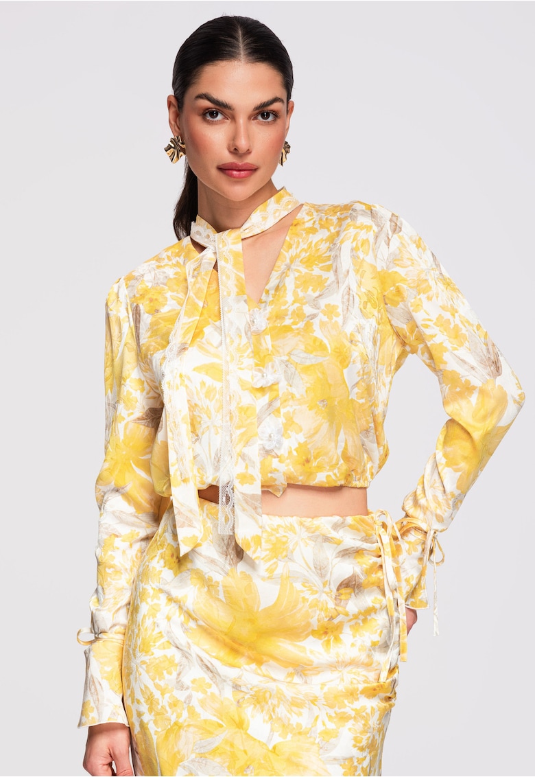 Camasa model floral OW-SH-E0033 - Galben