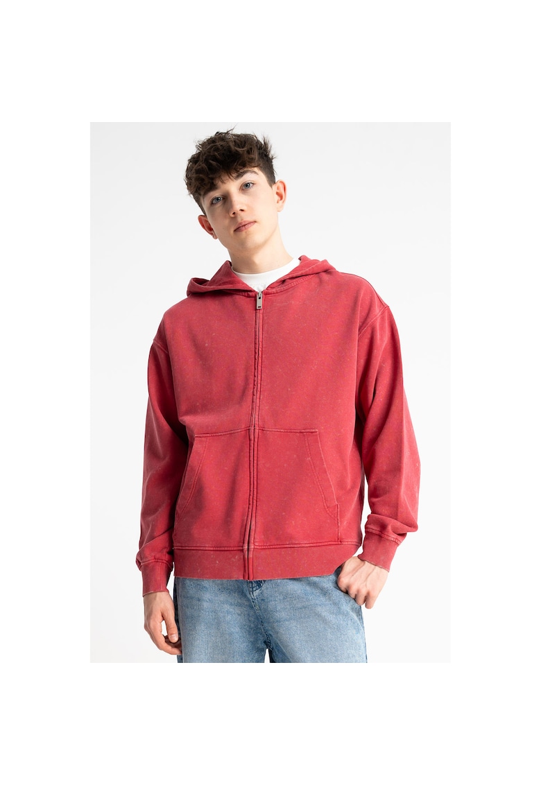 Hanorac cu fermoar si imprimeu pe spate