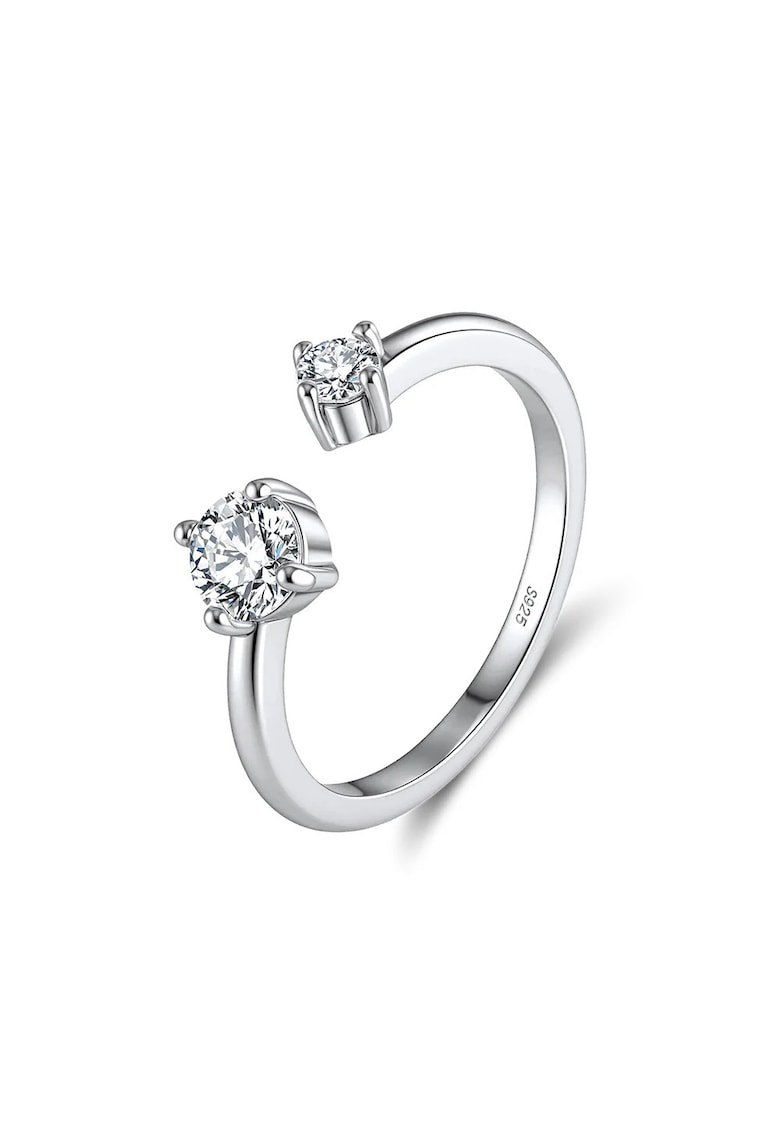 Inel Dual Glow Moissanite Ajustabil - Argint 925 - pentru femei - Argintiu