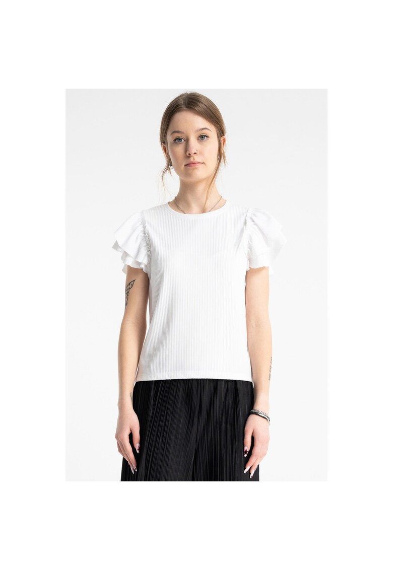 Tricou cu maneci cu volane