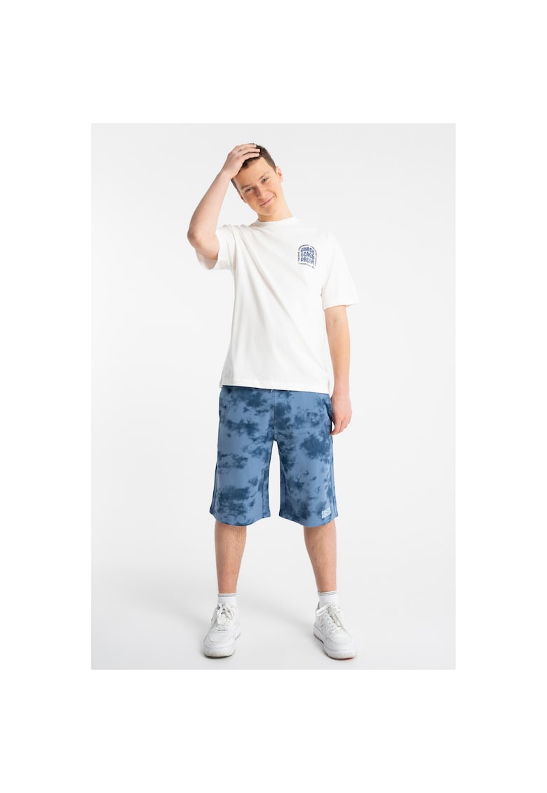 Pantaloni scurti cu imprimeu Tie-Dye si talie ajustabila