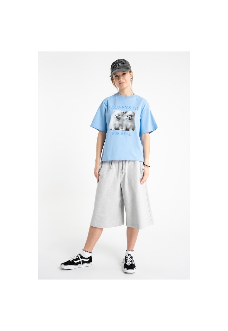 Pantaloni scurti de trening cu croiala ampla si snur in talie